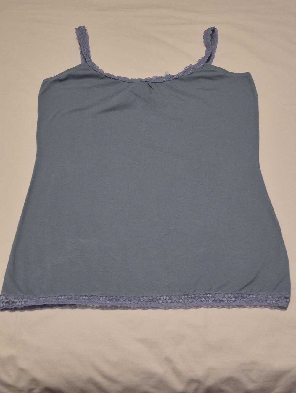 Light Blue Lace-Trim Camisole Tank Top